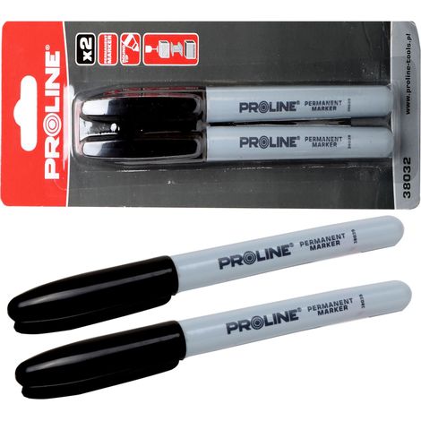 Pennarelli indelebili neri rotondi, 2 pezzi Proline 38032 1 pz. (1/2)