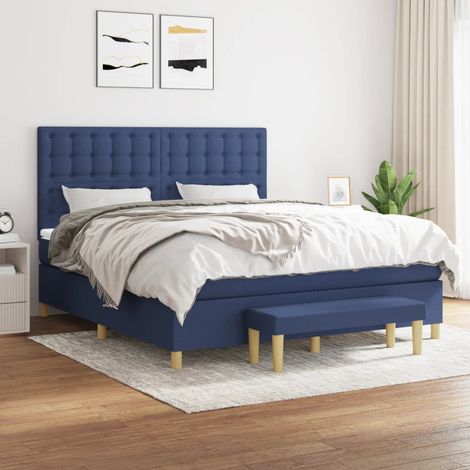 Boxspringbett mit Matratze Blau 180x200 cm Stoff (1/5)