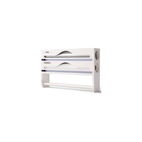 Distributeur de papier aluminium avec coupe-papier, deux compartiments, blanc (1/2)