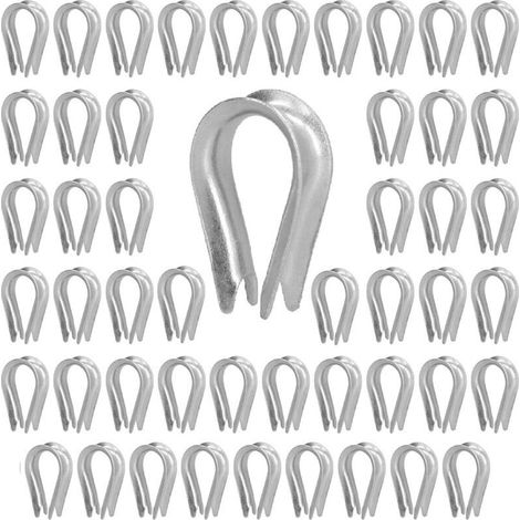 50 Pièces Câble Métallique Cosse Câble Métallique Clips Outils de Gréement de Câble en Acier Inoxydable pour la Construction Navale(M3 (3 mm)) (1/5)