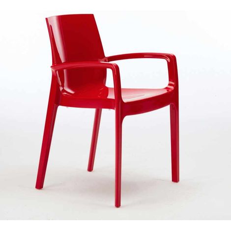 Silla Polipropileno Apilable con Reposabrazos para Cocina Bar Cream Grand Soleil - Rojo