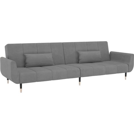 Divano letto 2 posti trasformabile soggiorno letto ospiti divano letto pieghevole per soggiorno interno casa posti a sedere con due cuscini velluto grigio chiaro 020020119