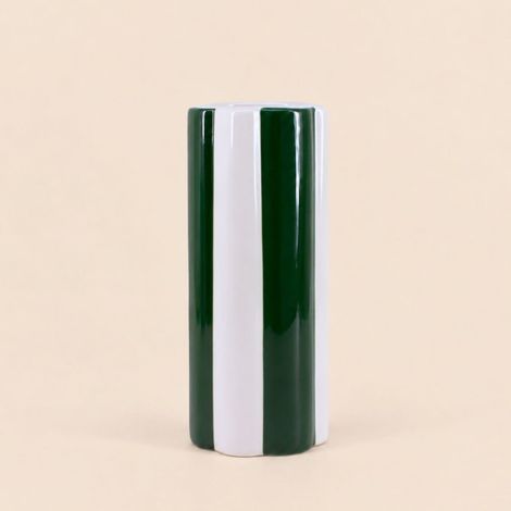 Vase en céramique à rayures vert et blanc, H27cm (1/5)