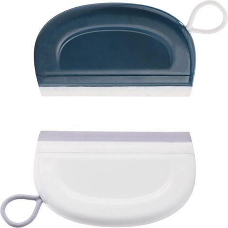 Set mit 2 Duschabziehern, Mini-Fensterabzieher aus flexiblem Silikon für Duschtüren, Badezimmer und Küche, 11 x 7,3 cm (einer weiß, einer blau) (1/5)