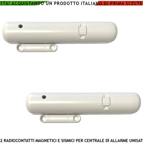 Rilevatore Magnetico e Sismico Via Radio Frequenza 868 MHz 2 Pezzi Due Ingressi per Sensori Remoti Autonomi Contaimpulsi Regol. da Remoto Tramite App Codifica UNISAT 2 Segnal.e di Allarme Tramite Led (1/4)