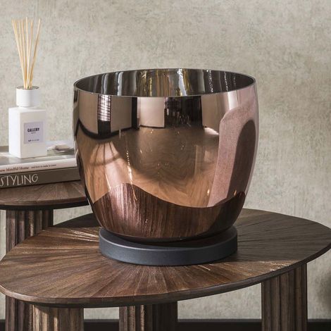 Lampe à poser ronde 29x27 cm en verre cuivré et noir - KOTZY