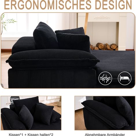 Canapé inclinable 46cm de hauteur, fauteuil relax intérieur sans cadre, accoudoirs larges, confortable pour lecture, prêt à l'emploi
