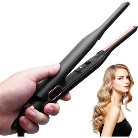 Mini lisseur en céramique pour cheveux courts, barbe et coupes pixie, lisseur crayon de 8 mm avec revêtement en tourmali (1/5)