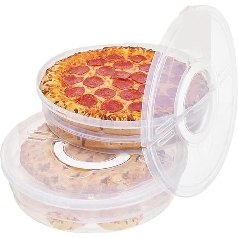 Scatole per pizza espandibili con coperchi e divisori, confezioni da 2 scatole per pizza da 30 cm, contenitori per alimenti riutilizzabili, impilabili e versatili, con manici