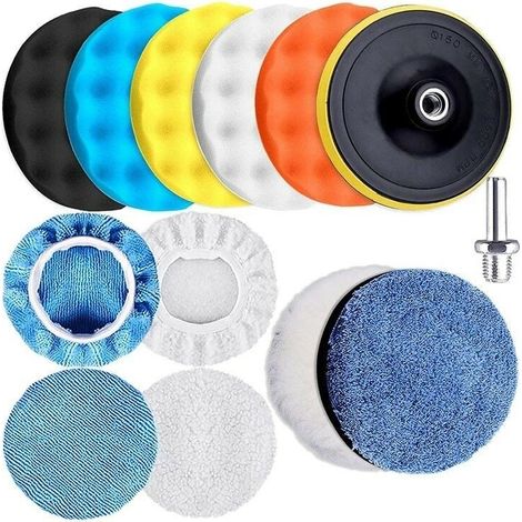 13 esponjas de pulido de lana de 150 mm con adaptador para pulir automóviles. (1/5)