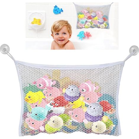 Panier de bain pour jouets de bain - 37 x 37 cm - Filet de rangement pour jouets de bain - Sac à jouets de bain (1/5)