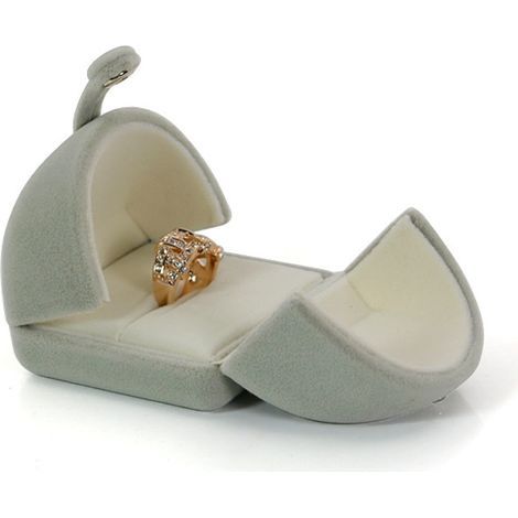 Samt-Ringbox mit zwei Fächern für Hochzeit, Verlobung, als Erbstück-Ringbox, Vintage-Etui (Einzel-Ringbox) (1/5)