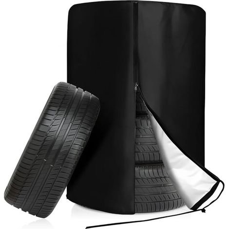 Housse pour pneus de voiture - 73 x 110 cm - noir - Housse pour 4 pneus - Housse pour pneus d'hiver - Stockage de pneus - Tissu Oxford 420D (1/5)