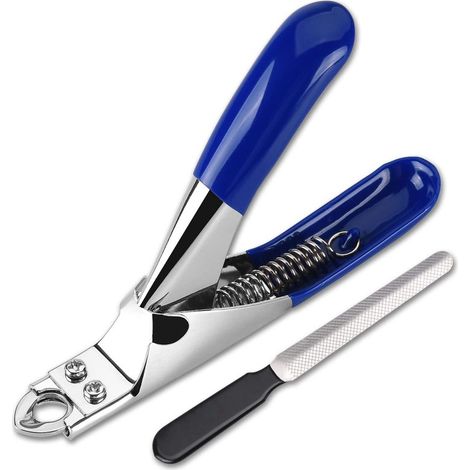 Tijeras y cortapelos de acero inoxidable para mascotas, con lima, para gatos y perros de todos los tamaños (azul)