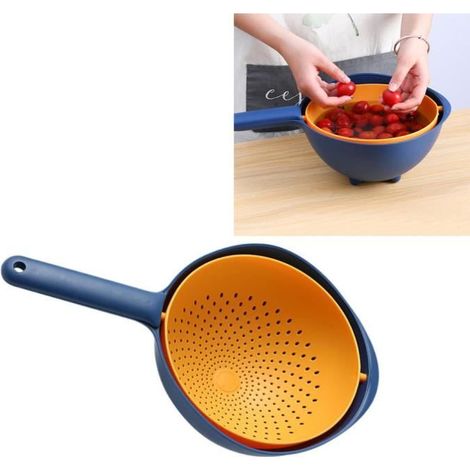 Panier de vidange,Panier De Vidange en Plastique avec Poignée,panier de rangement Fruits Portable,Panier de laver légumes Cuisine (1/4)