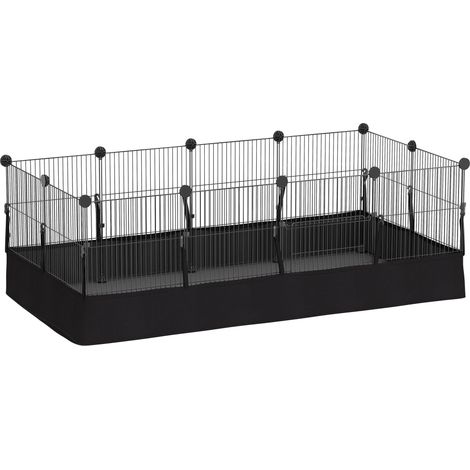 Enclos pour petits animaux, cage à lapin modulable 12 panneaux avec tapis étanche, en acier, 120 x 60 x 40 cm, noir. Cette cage pour rongeurs et petits animaux est conçue avec des matériaux de haut... (1/5)