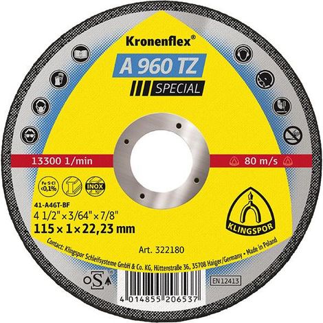 Disco de corte A960TZ 115x1.0 mm a la derecha 25 pcs. En Klingspor Box de plástico