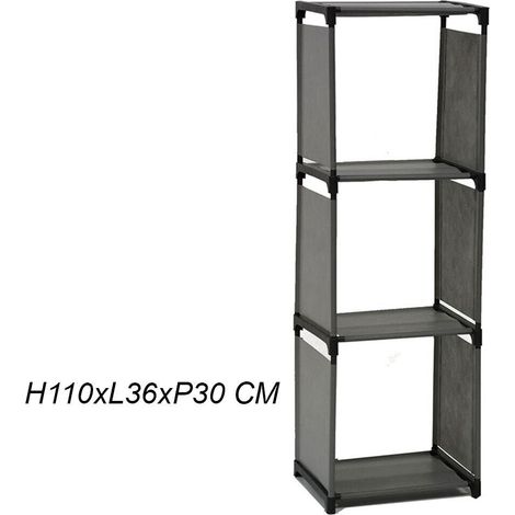 Armadio componibile scaffale a 3 ripiani scoparti per bucato mobile scaffale organizzer indumenti smontabile - Colori: grigio (1/2)
