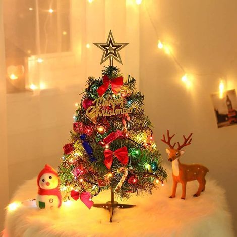 1 Sapin de Noël, 60 cm, décoration artificielle, guirlande lumineuse, bureau maison (1/5)
