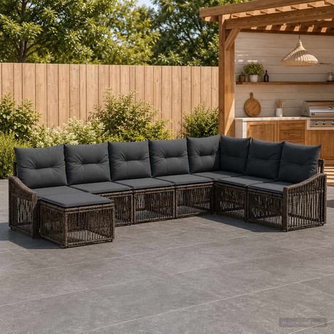 vidaXL Ensemble de canapé de jardin 8 pcs Gris polyrotin (1/5)