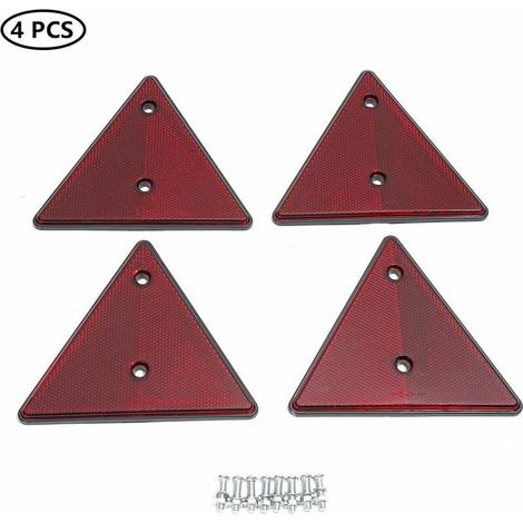 4 x Catadioptre Triangle Rouge, Catadioptre Triangle pour Remorque, Catadioptre Visser Fixe Remorque Réflecteurs, Catadioptre Triangle Signalisation, Appliquer à RV Caravanes Remorque Camion (1/5)