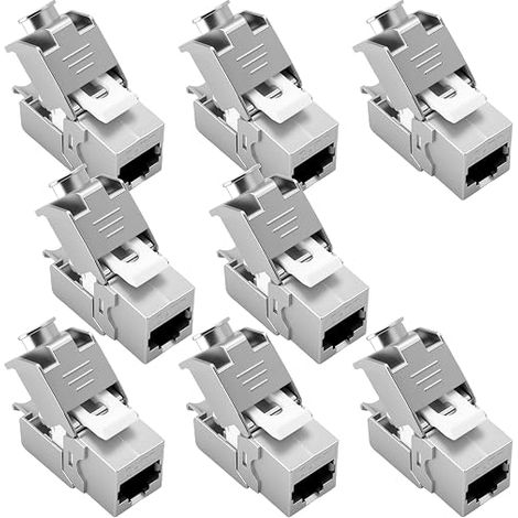 modules CAT7 Keystone RJ45 femelles pour CAT7, CAT6, CAT6a, LSA, transmission 10 Gbit/s, STP entièrement blindé, contacts plaqués or, prise Keystone CAT 7 pour panneau de brassage et prises (1/5)