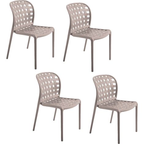 Lot de 4 chaises de jardin empilables effet tressé en polypropylène SIENNE (1/5)