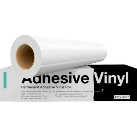 Rollo de vinilo adhesivo, adhesión duradera, soporte fácil de usar, blanco brillante, 30 x 90 cm (12 pulg. x 30 pies) - b (1/2)