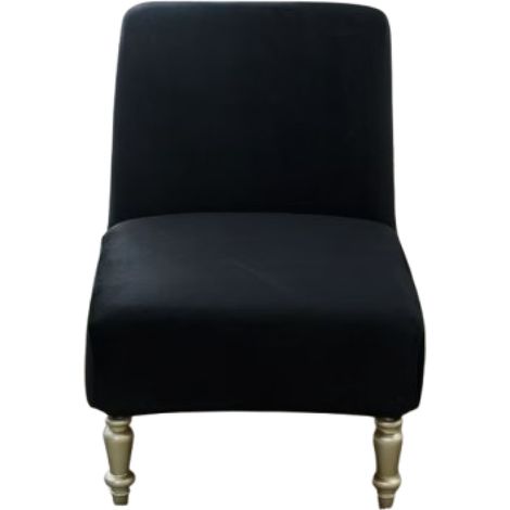 1 Funda para silla sin brazos, elástica, antideslizante, lavable a máquina, protector de muebles, sala de estar/comedor, negra (1/5)
