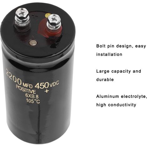 Condensateur électrolytique à bornes filetées 450V 2200uf diélectrique aluminium (1/5)