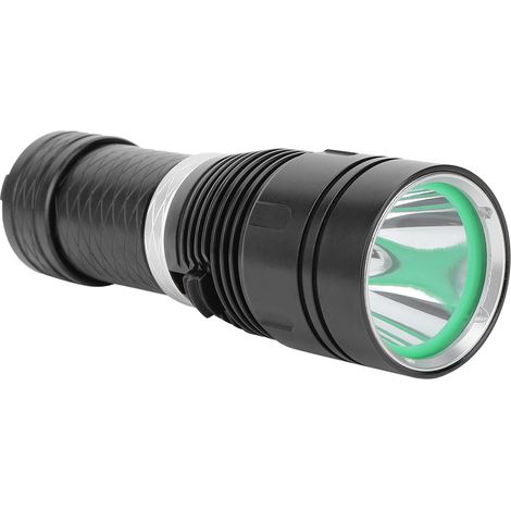 Lampe torche de plongée LED L2 en aluminium noir, intensité réglable, étanche, idéale pour le camping. (1/5)