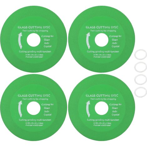 Disque de coupe en verre 4 pièces 100x20x15x1mm vert foncé à meulage brasé pour carrelage céramique et pierre de jade (1/5)