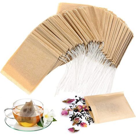 600 Stück Teebeutel, Einweg-Nachfüllbeutel, Teefilterbeutel mit Kordelzug für losen Tee, Kaffee, Kräuter, Gewürze (7 x 9 cm)