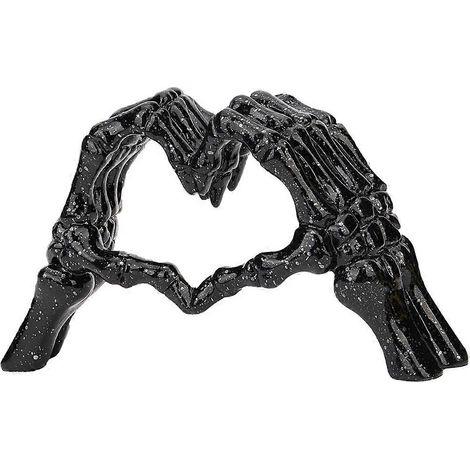 Dekoration für Wohnzimmer, Schlafzimmer, Bibliothek, Couchtisch: herzförmige Handskulptur aus Kunstharz, schwarzes Horror-Deko-Accessoire. (1/5)