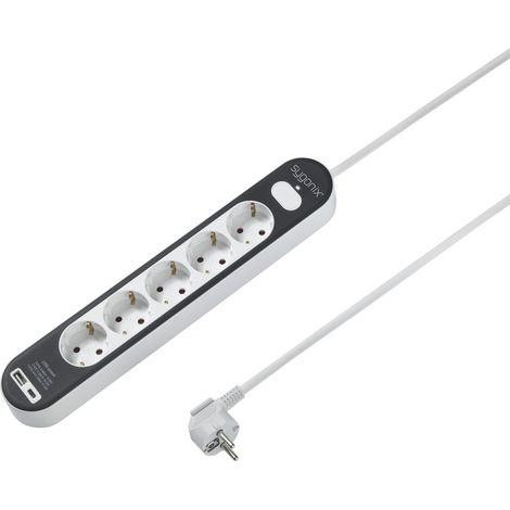 Sygonix SY-4755368 Steckdosenleiste mit Schalter  Weiß, Grau Schutzkontakt 1 St.
