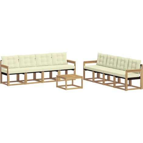 Set di divani da esterno 9 pz 8-Posti Bianco e Crema vidaXL (1/5)