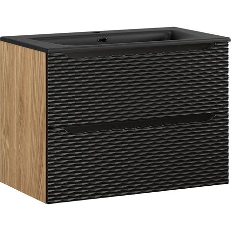Mobile bagno con lavabo Elora nero e marrone 80cm