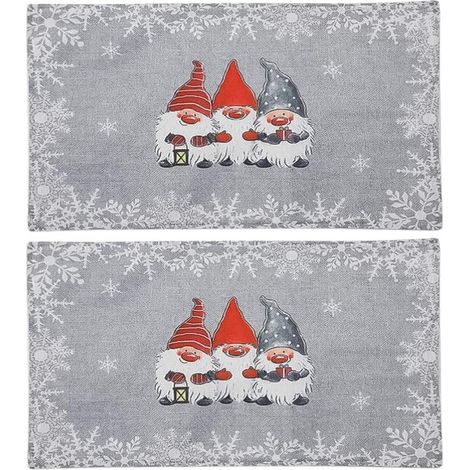 Set De Table - Imperméable Résistant À La Chaleur - Motif Noël - Gris - Lot De 2 (1/5)