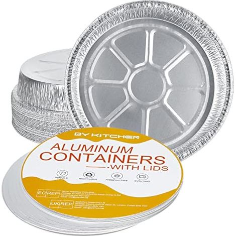 Assiettes en aluminium 9 pouces, 20 pièces, moules à tarte solides avec couvercles, plats à tarte jetables, barquettes rondes pour cuisson et pâtisserie.