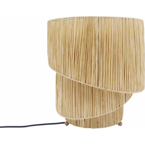 Lampe de table en raphia naturel design bohème élégant - Naturel raphia clair (1/3)