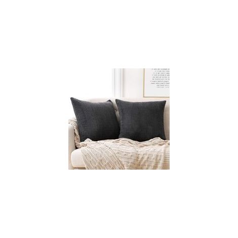 Set di 2 federe per cuscini in velluto grigio scuro 45x45 cm per soggiorno, federe decorative per cuscini