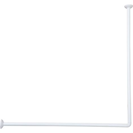 Barre de douche d'angle 90x90 cm aluminium - blanc - Tendance