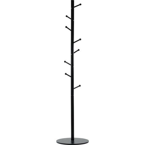 Appendiabiti da Terra nero Moderno a 8 Ganci Piantana alta cm 175 Portabiti in Metallo per casa Ingresso Ufficio Base Circolare Stabile Diametro 40cm stand