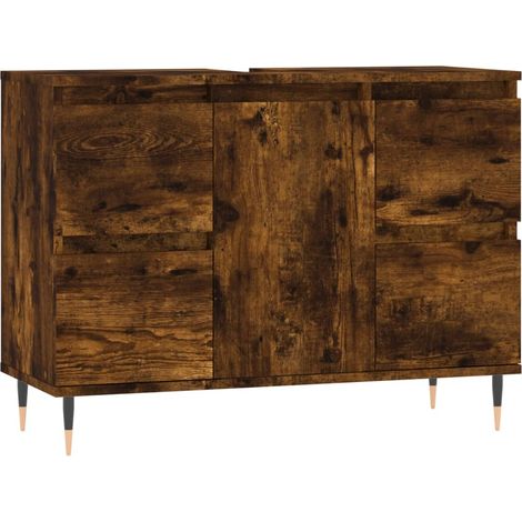 Armoire salle de bain,Meuble de Rangement Toilette chêne fumé 80x33x60cm bois d'ingénierie -12610 (1/5)