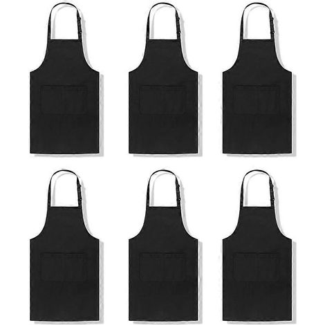 Set mit 6 Erwachsenenschürzen mit 2 Taschen, verstellbare Kunstschürze zum Kochen, Backen, Malen, Heimwerken und Grillen. (1/5)