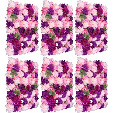 6 Stück künstliche Blumen Wand Rosen Wand Kunstblumen Panel Kunstblumen Wand Seide Blume Wand Panel für Hochzeit Hintergrund Fotografie Veranstaltungsort Dekor Haus Garten Party 60 x 40 cm (1/5)