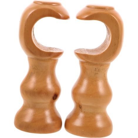 Deux supports de tringle à rideaux, supports de tringle à rideaux en bois, supports de tringle à rideaux muraux (1/5)