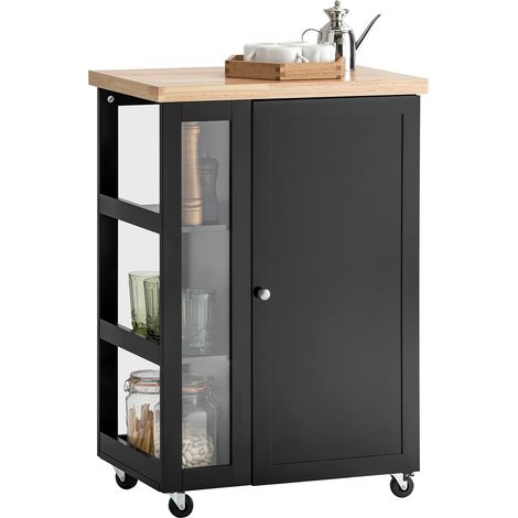 Sobuy – Desserte de cuisine à roulettes FKW75SCH – Meuble de rangement L60xP40xH90cm – 4 roulettes avec freins – Capacité 75 kg