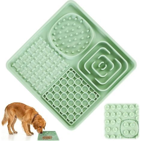 20 x 20 cm große Leckmatte für Hunde und Katzen, Hundeleckmatte mit Saugnäpfen, große, strapazierfähige Silikon-Leckmatte, rutschfeste Hundeleckmatte für nasse, trockene und schwierige Fütterung, BPA- (1/5)
