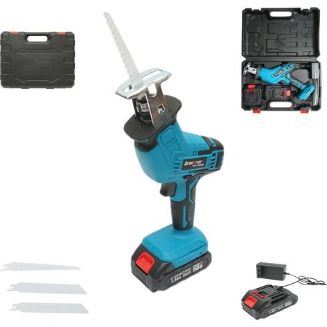 Sega elettrica a sciabola con 2 batterie 21V, 1.5Ah agli ioni di litio, LED, corsa 20mm, 0-3000 giri/min, 3 lame per legno, metallo e plastica. Breckner Germany (1/5)